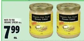 Metro NUTS TO YOU ORGANIC SPREAD 500 g offer