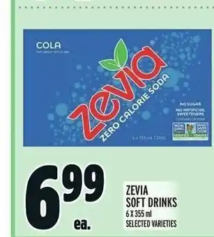 Metro ZEVIA SOFT DRINKS 6X355 ml SELECTED VARIETIES offer
