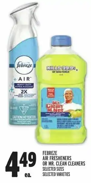 Metro FEBREZE AIR FRESHENERS OR MR. CLEAN CLEANERS SELECTED SIZES SELECTED VARIETIES offer
