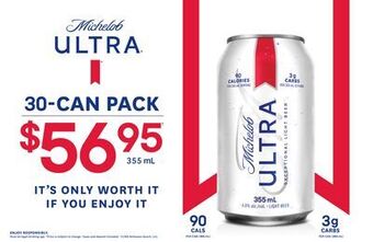 The Beer Store Michelob ultra 30-can pack offer
