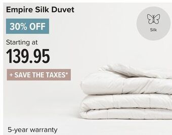 Linen Chest Empire silk duvet offer