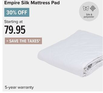 Linen Chest Empire silk mattress pad offer