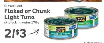 IGA Clover Leaf Flaked or Chunk Light Tuna skipjack in water 170g offer
