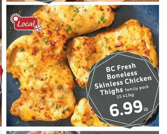 IGA BC Fresh Boneless Skinless Chicken Thighs family pack offer