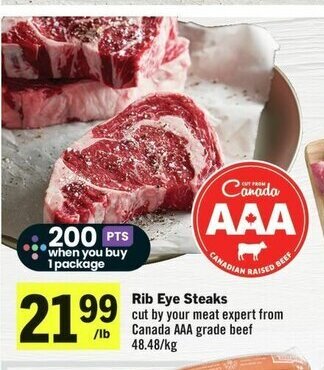IGA Rib Eye Steaks offer