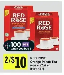 IGA RED ROSE Orange Pekoe Tea regular 72 pk offer