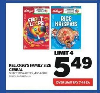 Wholesale Club KELLOGG'S FAMILY SIZE CEREAL offer