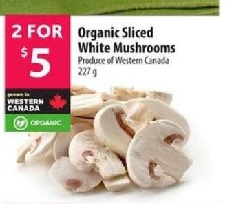 Co-op Organic Sliced White Mushrooms Produce of Western Canada 227 g offer