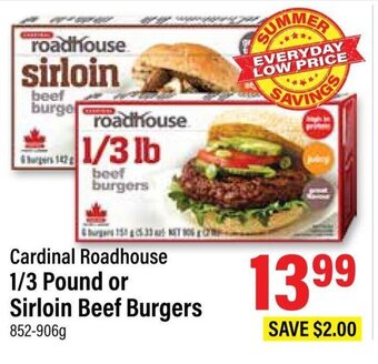 Commisso's Fresh Foods Cardinal Roadhouse 1/3 Pound or Sirloin Beef Burgers offer
