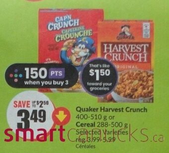 FreshCo Quaker Harvest Crunch or Cereal offer