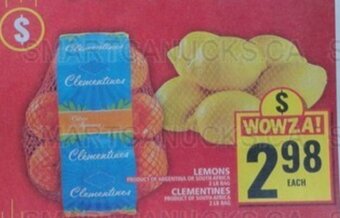 Food Basics LEMONS OR CLEMENTINES offer