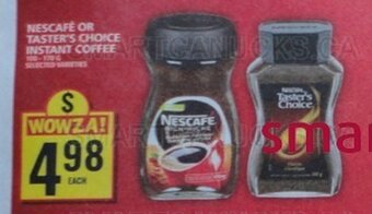 Food Basics NESCAFÉ OR TASTER'S CHOICE INSTANT COFFEE offer