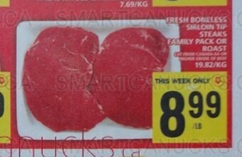 Food Basics FRESH BONELESS SIRLOIN TIP STEAKS FAMILY PACK OR ROAST offer