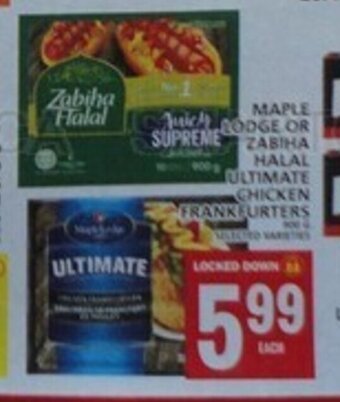 Food Basics MAPLE LODGE OR ZABIHA HALAL ULTIMATE CHICKEN FRANKFURTERS offer