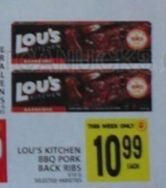 Food Basics LOU'S KITCHEN BBQ PORK BACK RIBS offer