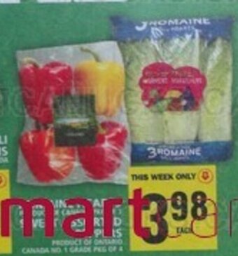 Food Basics ROMAINE HEARTS OR SWEET ASSORTED PEPPERS offer
