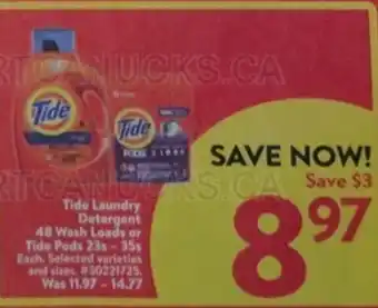 Walmart Tide Laundry Detergent 48 Wash Loads or Tide Pods offer