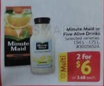 Walmart Minute Maid or Five Alive Drinks offer
