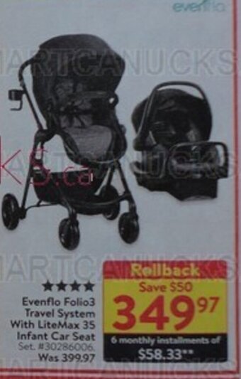 Walmart Evenflo Folio3 Travel System With LiteMax 35 Infant Car Seat offer