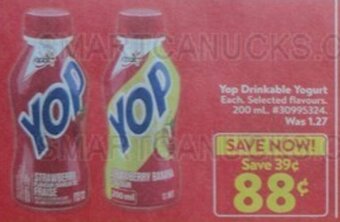 Walmart Yop Drinkable Yogurt offer