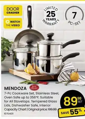 Stokes Mendoza 7-pc cookware set, stainless steel, oven safe up to 356°f, suitable for all stovetops offer