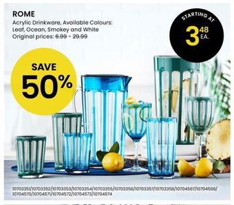 Stokes Rome acrylic drinkware offer