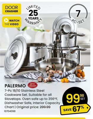 Stokes Palermo 7-pc 18/10 stainless steel cookware set offer