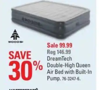 Canadian Tire Dreamtech double-high queen air bed with built-in pump offer