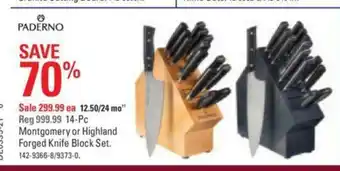 Canadian Tire 14-Pc montgomery or highland forged knife block set offer