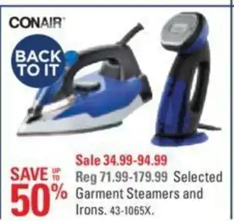 Canadian Tire Selected garment steamers and irons offer