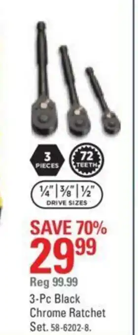 Canadian Tire 3-Pc black chrome ratchet set offer