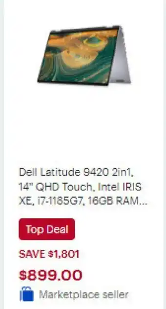 Best Buy Dell Latitude 9420 2in1, 14" QHD Touch, Intel IRIS XE, 17-1185G7, 16GB RAM offer
