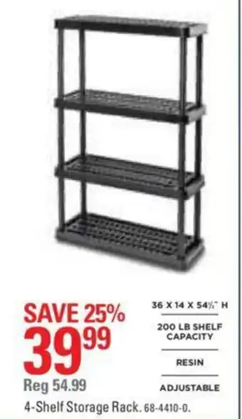 Canadian Tire 4-Shelf storage rack offer