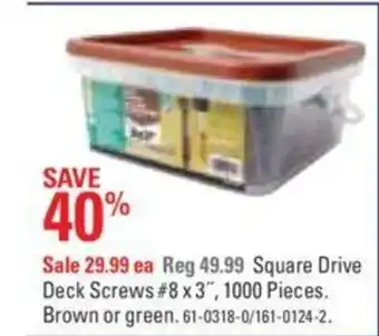 Canadian Tire Square drive deck screws offer