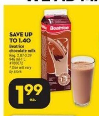 Giant Tiger Beatrice chocolate milk offer
