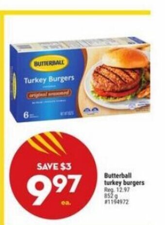 Giant Tiger Butterball Turkey Burgers offer