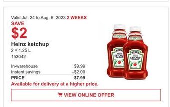Costco Heinz ketchup offer
