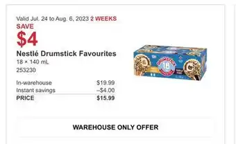 Costco Nestlé drumstick favourites offer