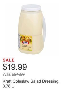 Costco Kraft coleslaw salad dressing, 3.78 l offer