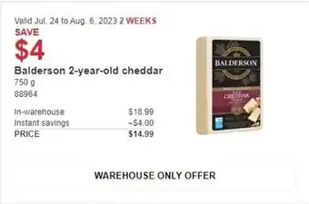Costco Balderson 2-year-old cheddar 750 g offer