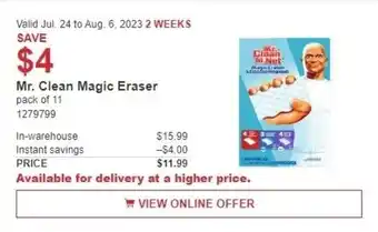 Costco Mr. Clean Magic Eraser offer