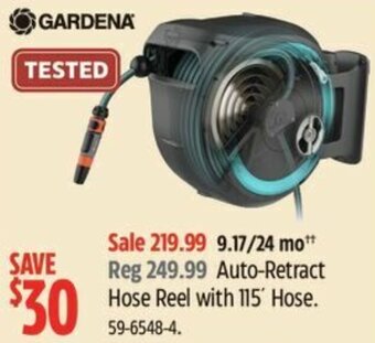 Canadian Tire Auto-Retract Hose Reel with 115' Hose. offer