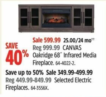 Canadian Tire CANVAS Oakridge 68 Infrared Media Fireplace offer