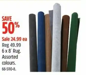 Canadian Tire 6 x 8 Rug. Assorted colours offer