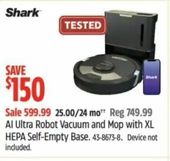 Canadian Tire Al Ultra Robot Vacuum and Mop with XL HEPA Self-Empty Base offer