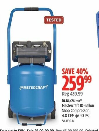 Canadian Tire Mastercraft 10-Gallon Shop Compressor offer
