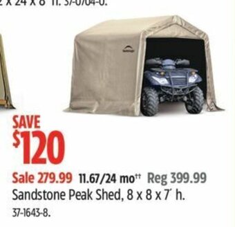 Canadian Tire Sandstone Peak Shed, 8 x 8 x 7 h. offer