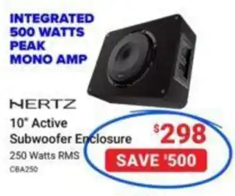 Visions Electronics HERTZ 10* Active Subwoofer Enclosure 250 Watts RMS CBA250 offer