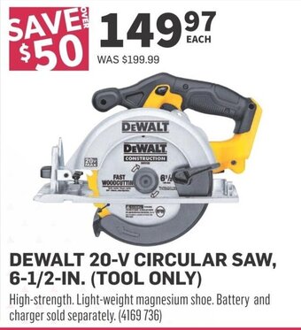 Co-op DEWALT 20-V CIRCULAR SAW, 6-1/2-IN. (TOOL ONLY) offer