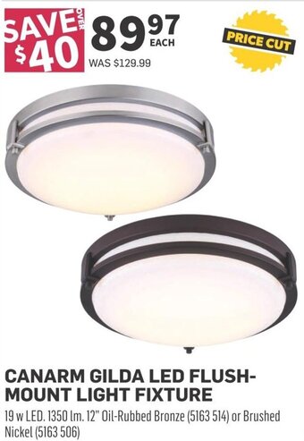 Co-op CANARM GILDA LED FLUSH-MOUNT LIGHT FIXTURE offer